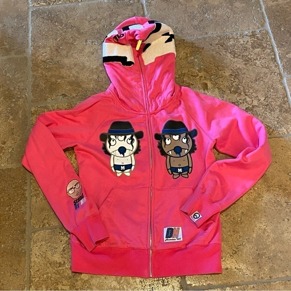 DEVIL NUT Pink Fun Graphic Hoodie Sweatshirt Size Small